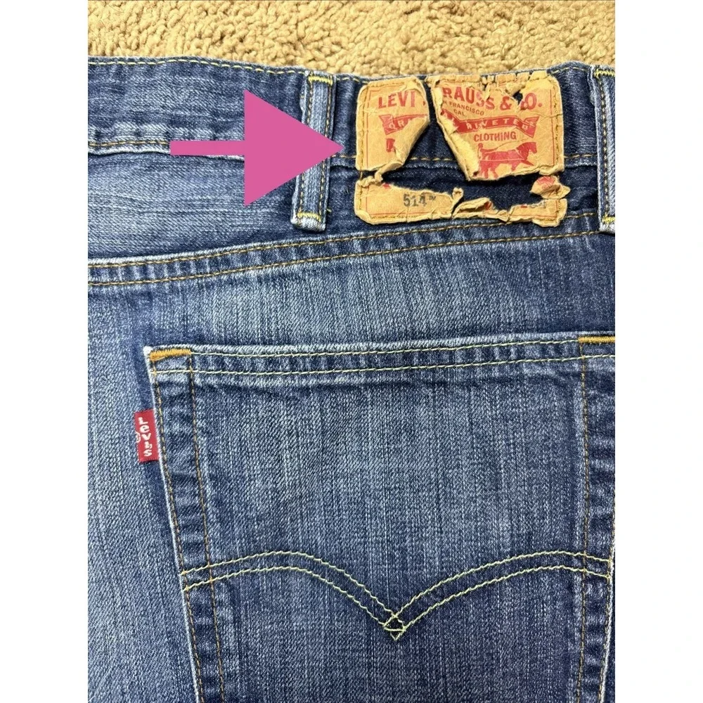 Levis 514 Jeans Men 38x34 Blue Straight Leg Mid Rise Preppy